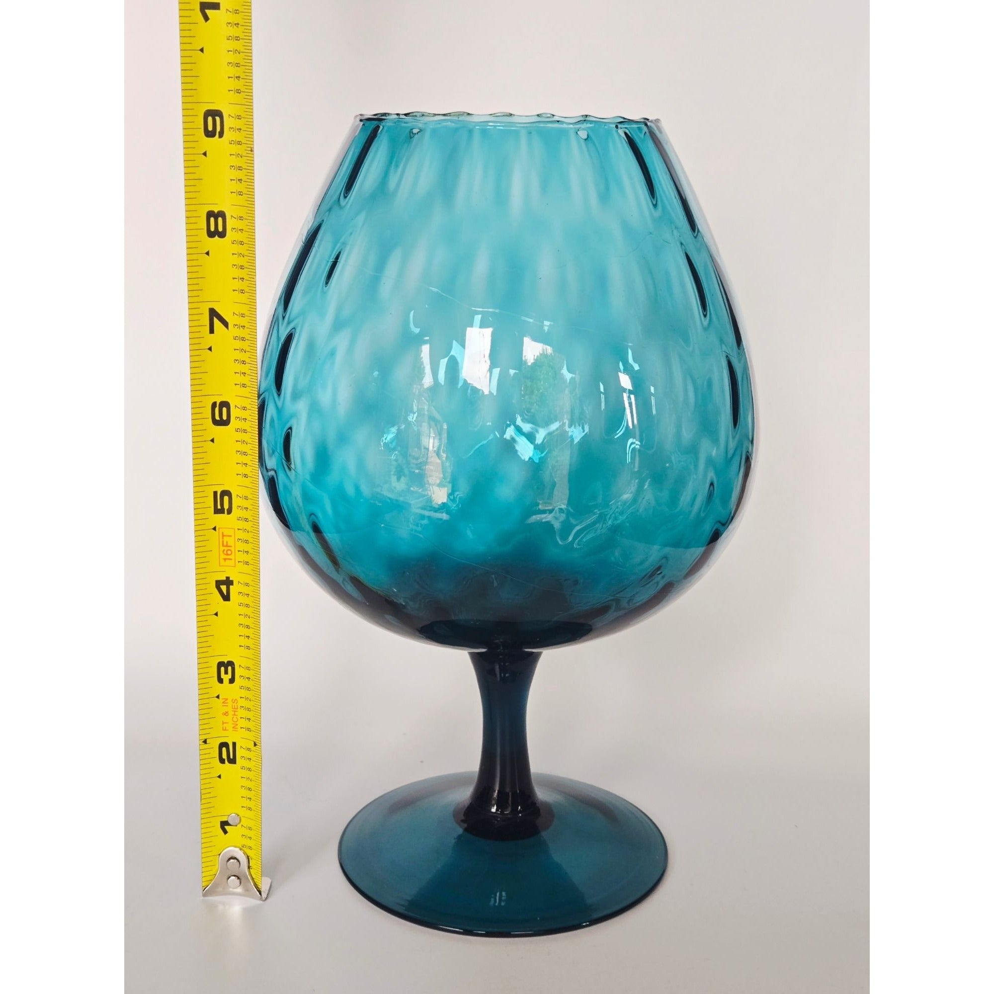 Empoli Aqua Optic Snifter Hand Blown Vase Teal, Aqua Blue 1970s Italy