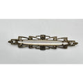 Victorian Elongated Metal and Mother of Pearl Collar brooch